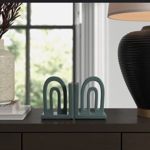 Sagebrook Ceramic Rainbow Arched Bookend 5" x 3" x 6" - Teal / Blue Green